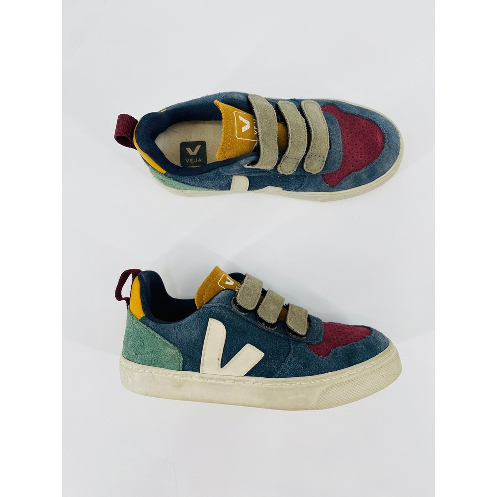 Veja V-10 Suede Sneakers Kids Size 13.5 Multicolor Hook and Loop